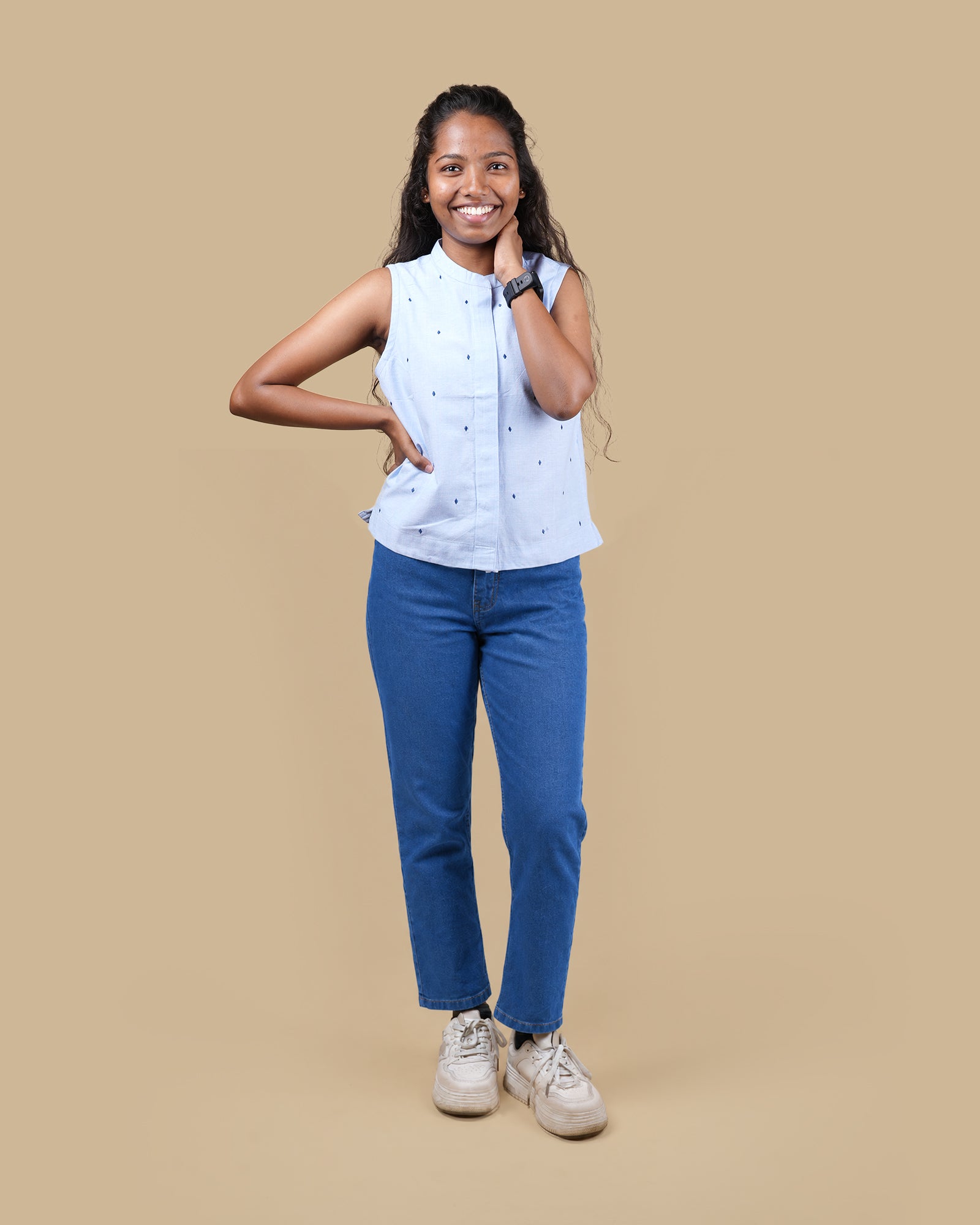 THE MOTIFS COTTON TOP - LIGHT BLUE