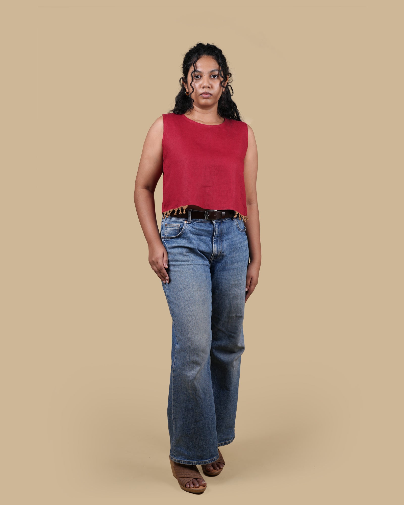 THE TASSEL CROP TOP - RED