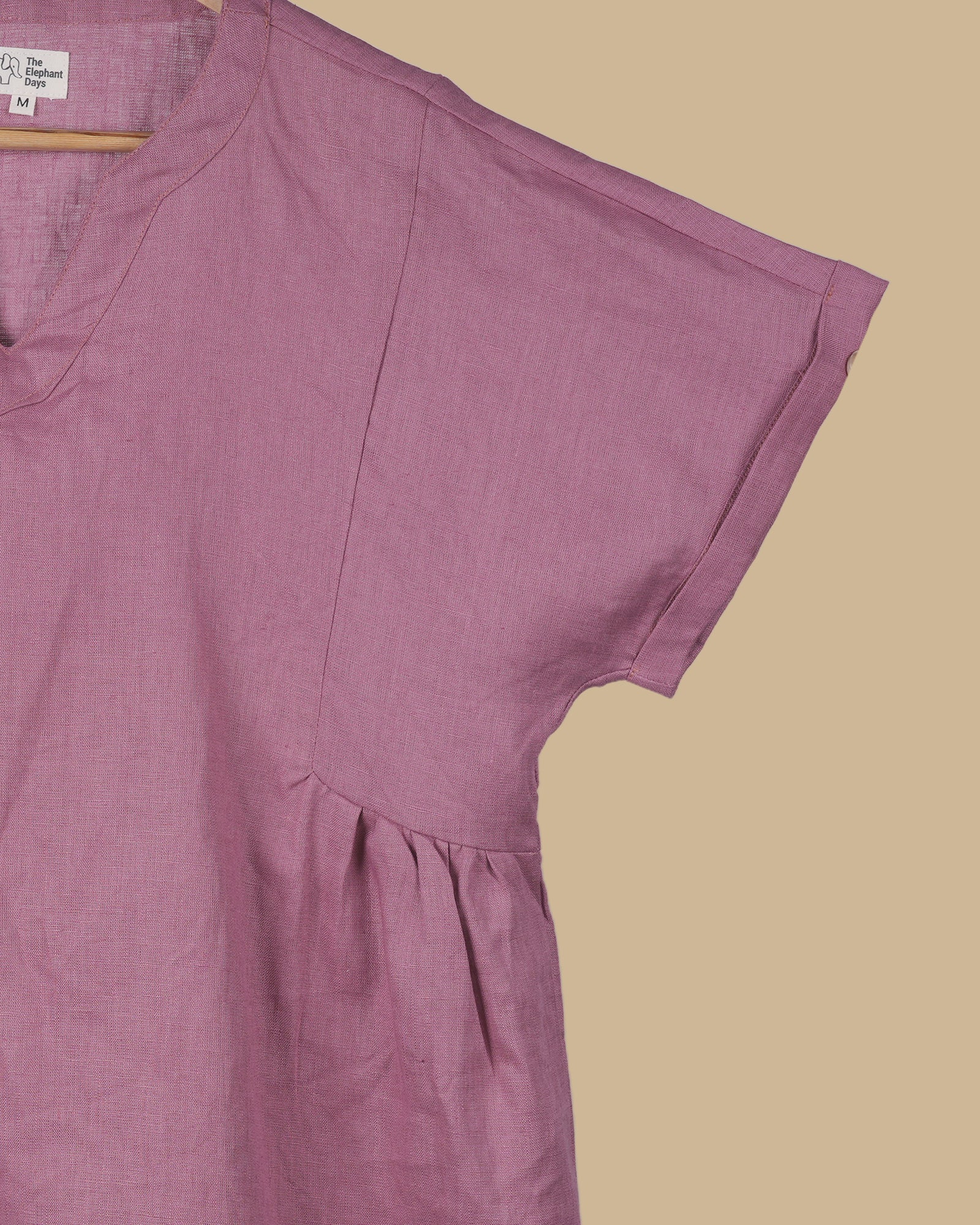 THE SOFT FLARE LINEN TOP - MAUVE